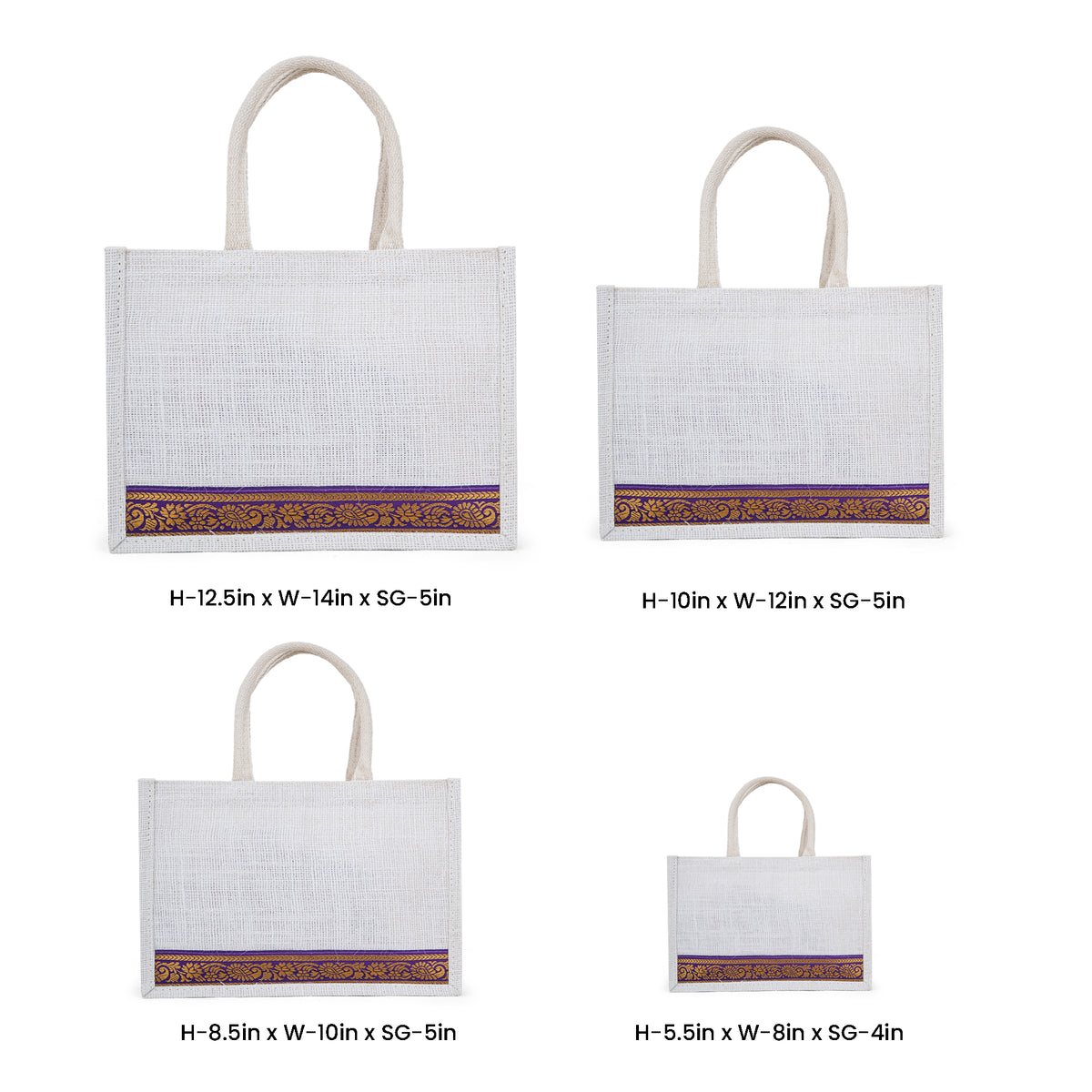 Lace Jute Bags – Bleached (Sample Kit) - Set of 4
