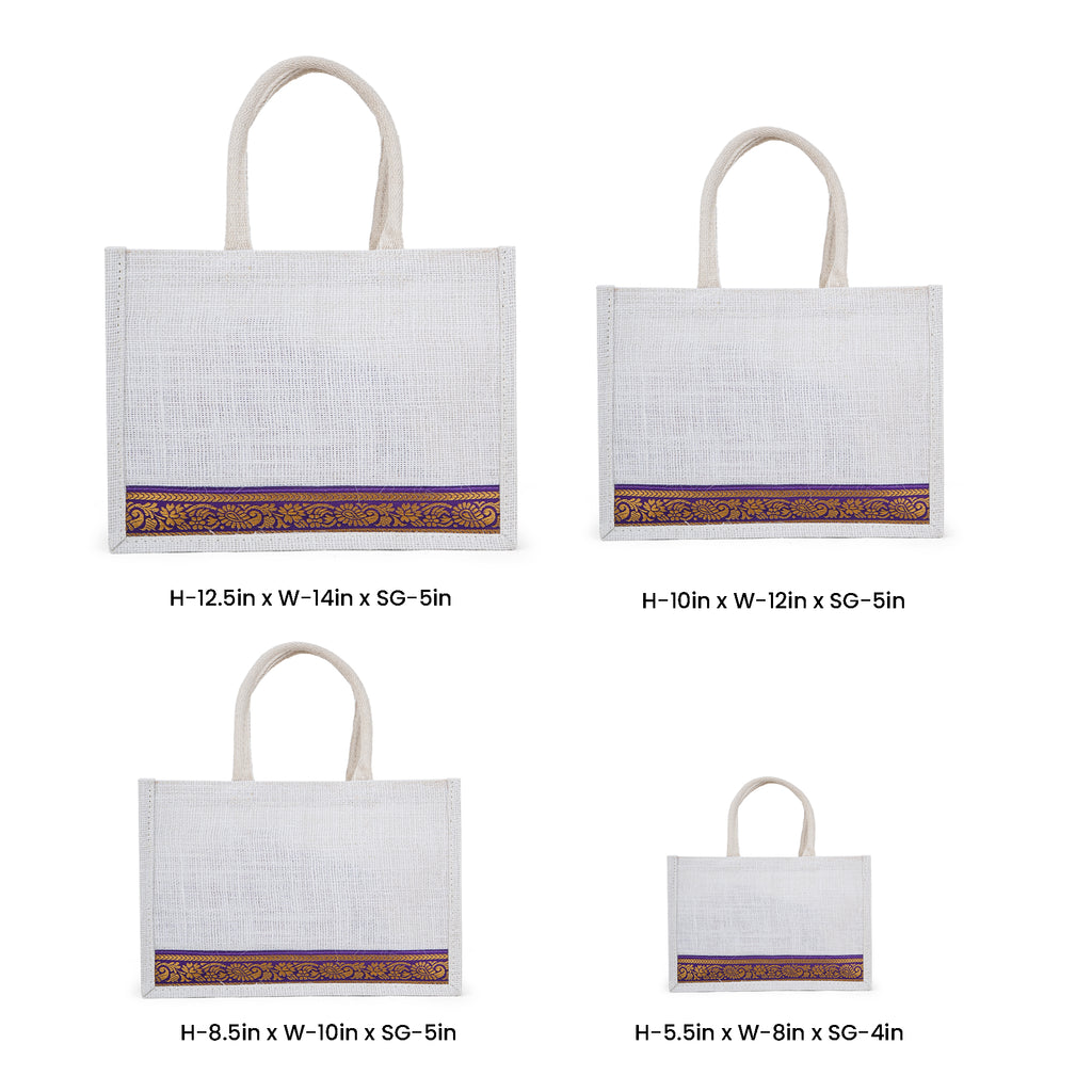 Lace Jute Bags – Bleached (10x12x5)