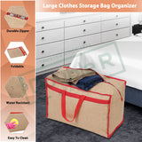 Double R Bags Jute Heavy Duty Extra Large Storage Bag, Moving Bag Tote, Blanket Clothes Organizer, Comforter, Bedroom closet, Dorm Room Essentials, Supplies, Storage, Strong Materials.