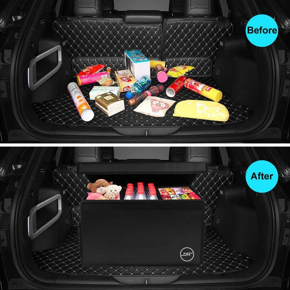 Double R Bags Multi Compartments Collapsible Portable Car Boot Organiz