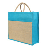 Jute Grocery Shopping Bags for Carry Milk Fruits Vegetable with Reinforced Handles (Pack of 2)